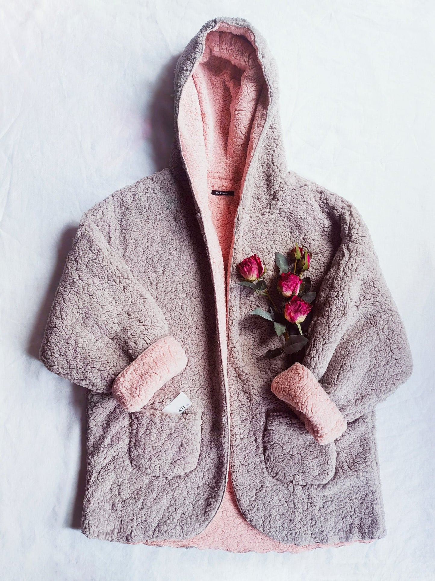 Reversible Oversized Soft Fuzzy Hoodie Coat