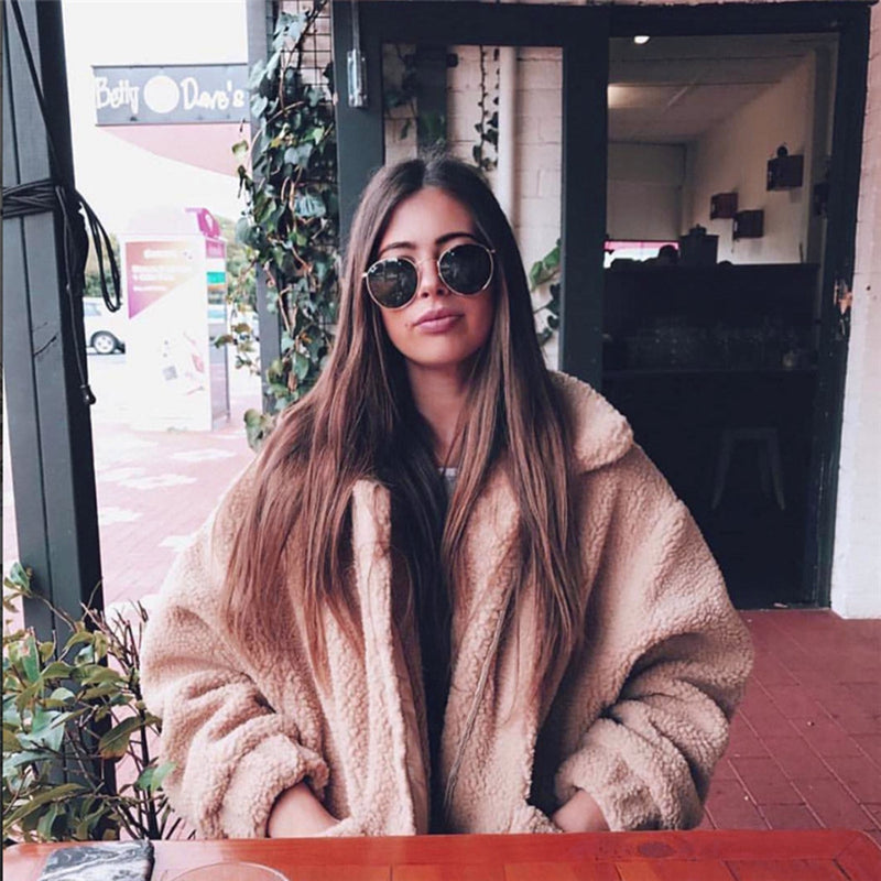 Oversize Faux Fur Fuzzy Jacket - worthtryit.com