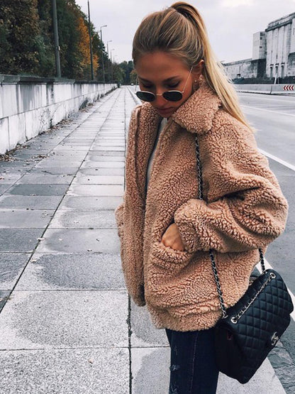 Oversize Faux Fur Fuzzy Jacket - worthtryit.com