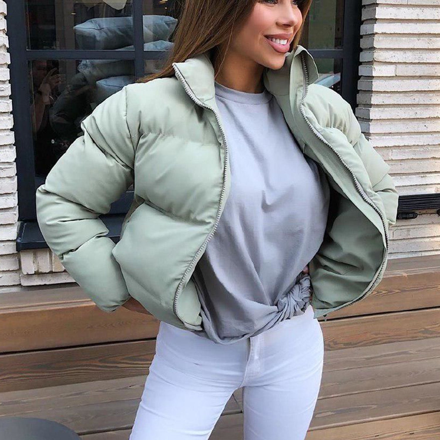 Stand Up Puffer Short Jacket - worthtryit.com