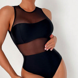 Classic Black Mesh One Piece Swimsuit