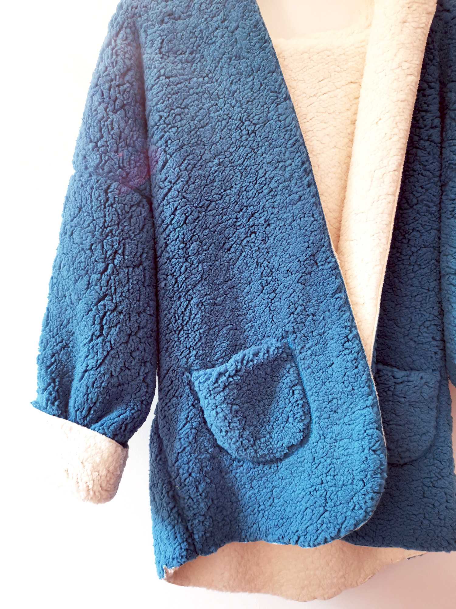 Reversible Oversized Soft Fuzzy Hoodie Coat - worthtryit.com