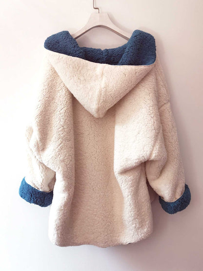 Reversible Oversized Soft Fuzzy Hoodie Coat - worthtryit.com