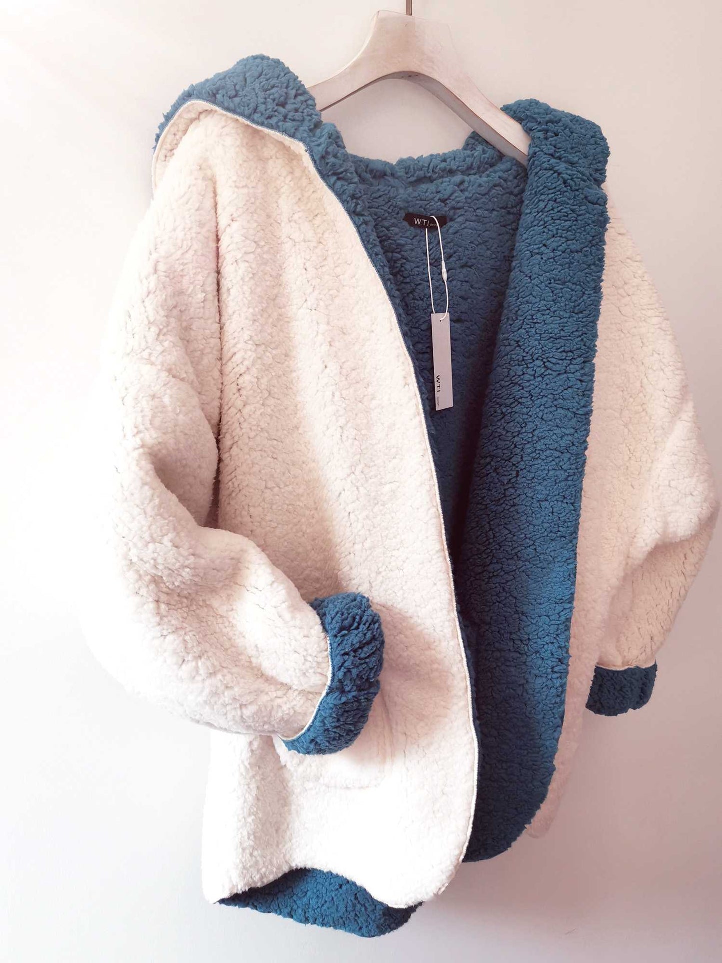 Reversible Oversized Soft Fuzzy Hoodie Coat - worthtryit.com