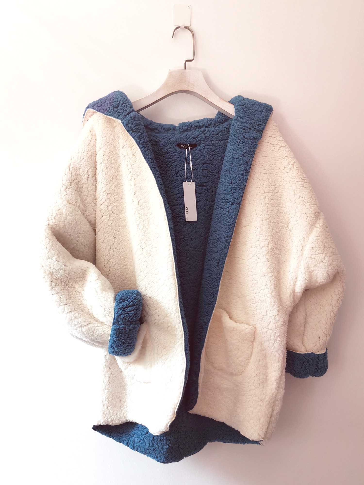 Reversible Oversized Soft Fuzzy Hoodie Coat - worthtryit.com