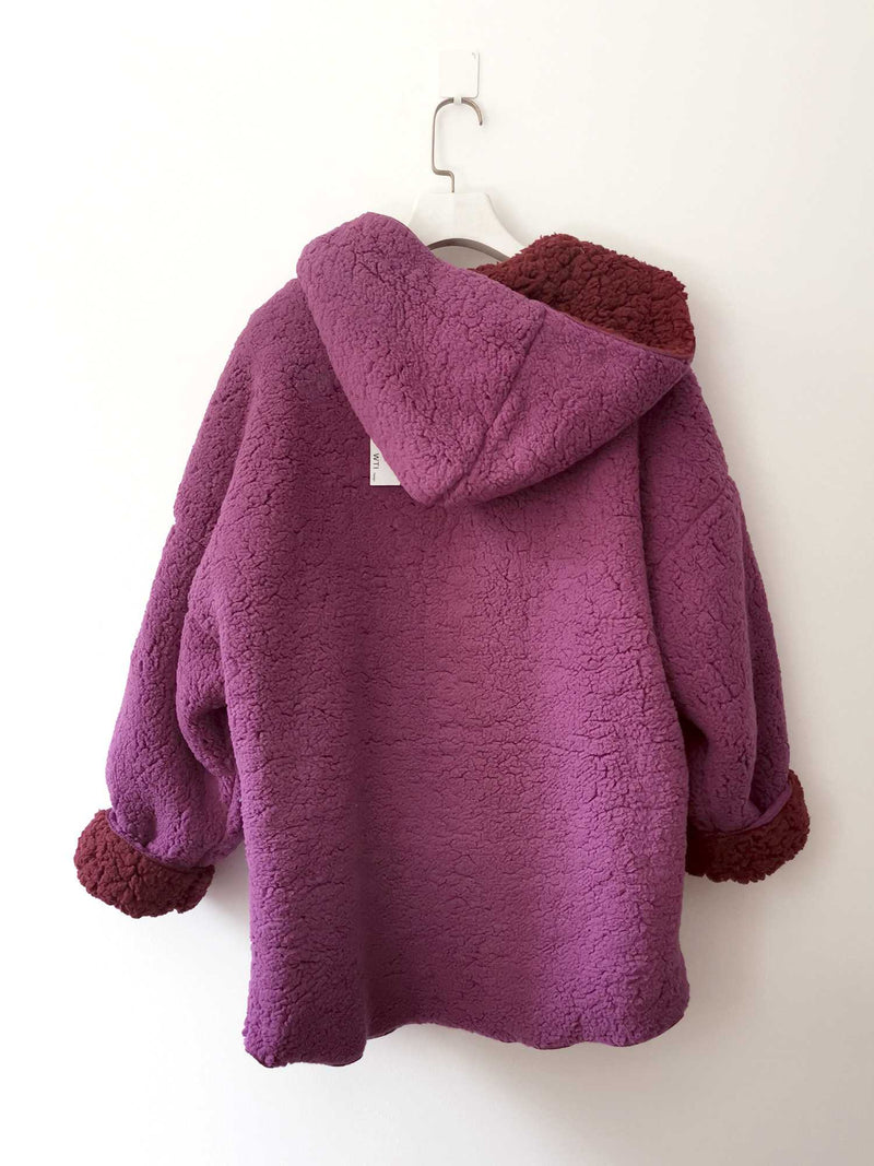 Reversible Oversized Soft Fuzzy Hoodie Coat - worthtryit.com