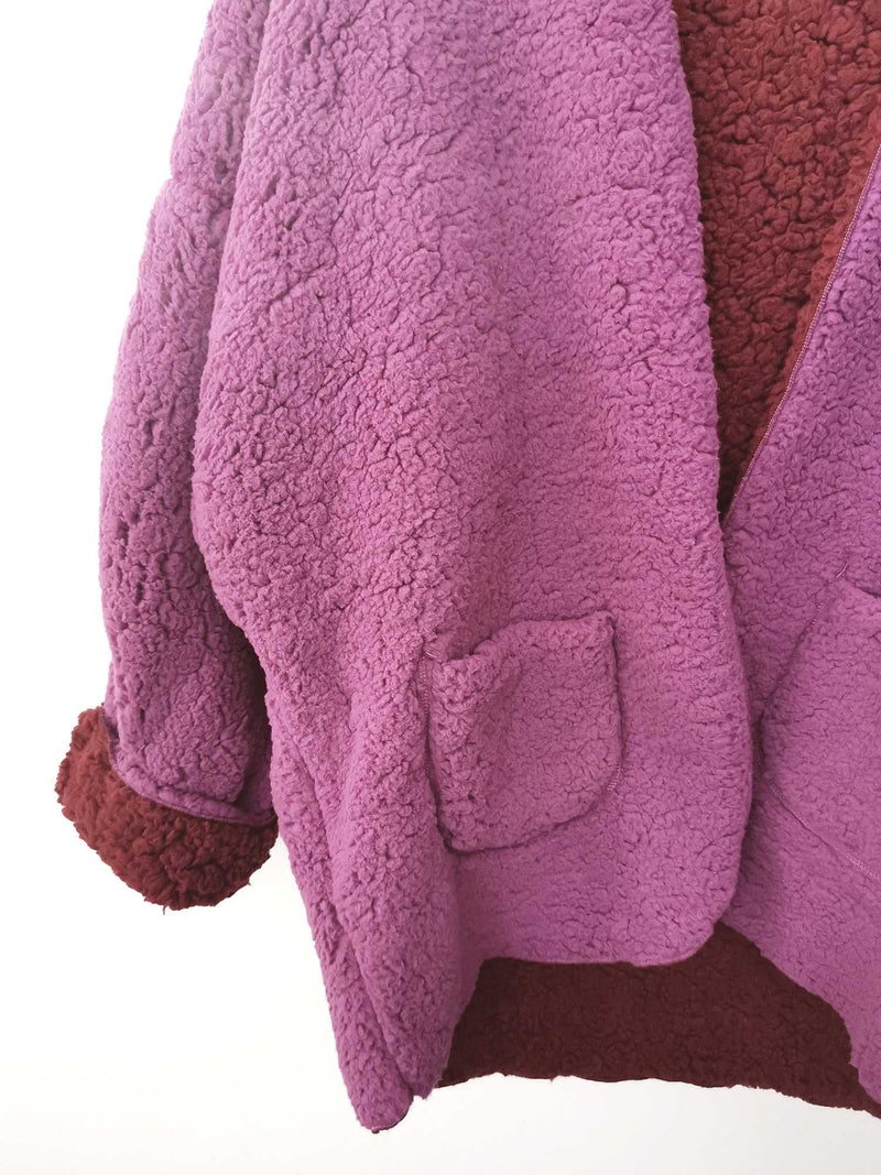 Reversible Oversized Soft Fuzzy Hoodie Coat - worthtryit.com