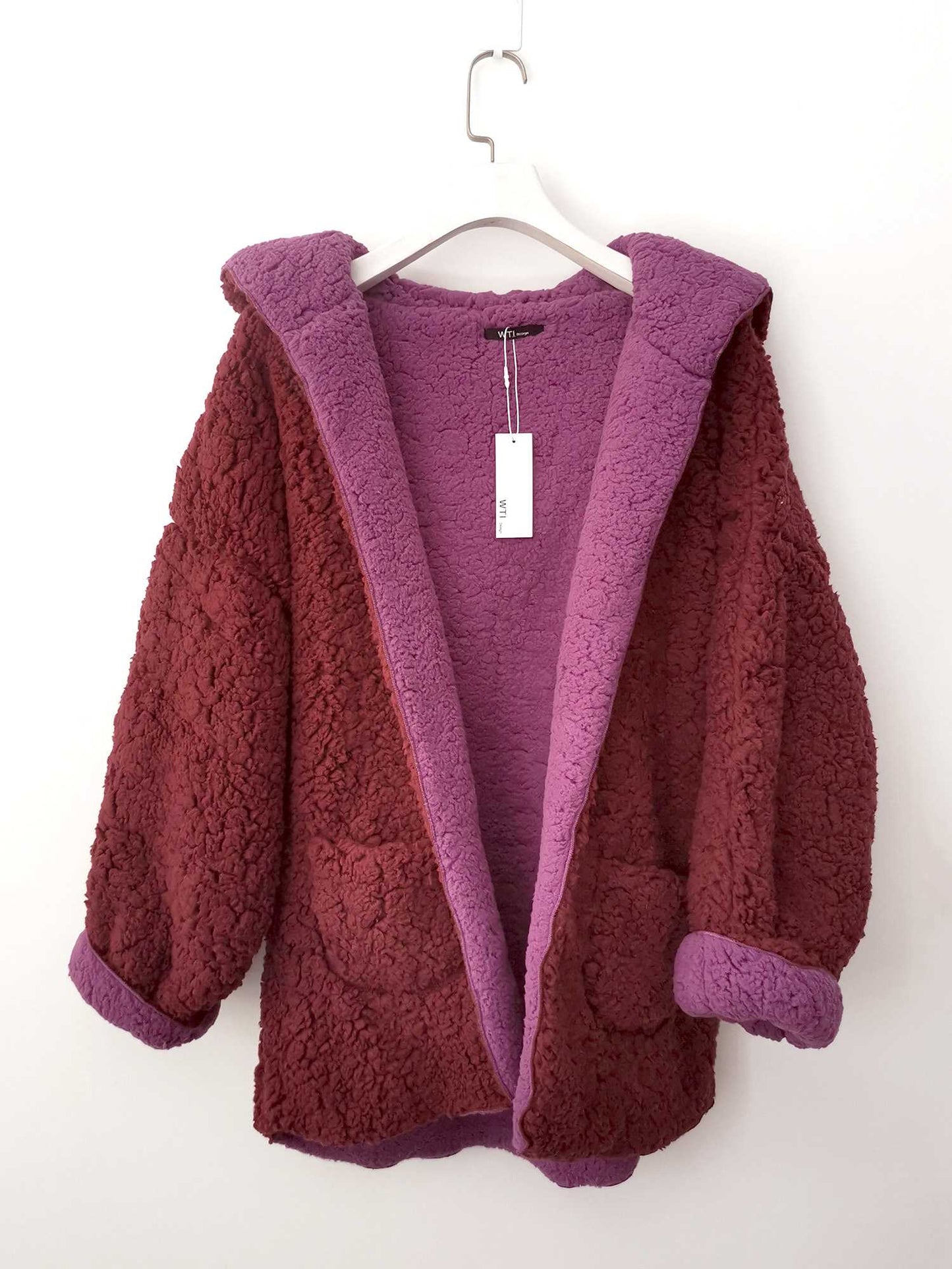 Reversible Oversized Soft Fuzzy Hoodie Coat - worthtryit.com