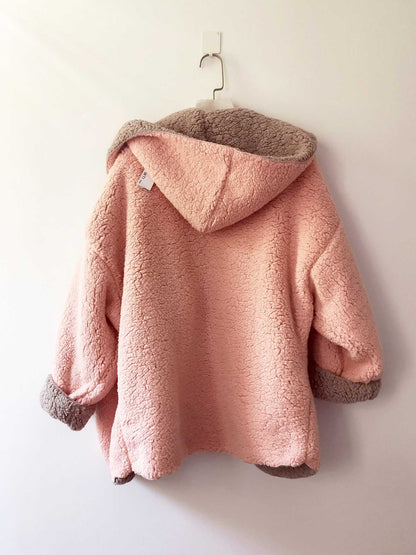 Reversible Oversized Soft Fuzzy Hoodie Coat - worthtryit.com