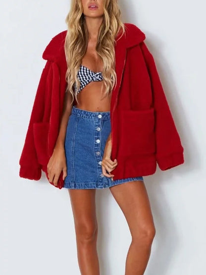 Oversize Faux Fur Fuzzy Jacket - worthtryit.com