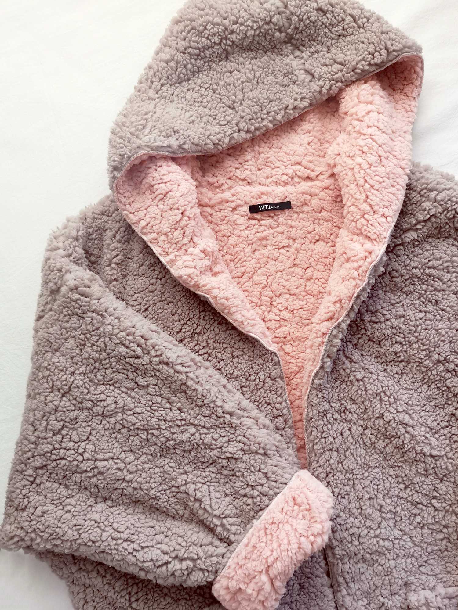 Reversible Oversized Soft Fuzzy Hoodie Coat - worthtryit.com