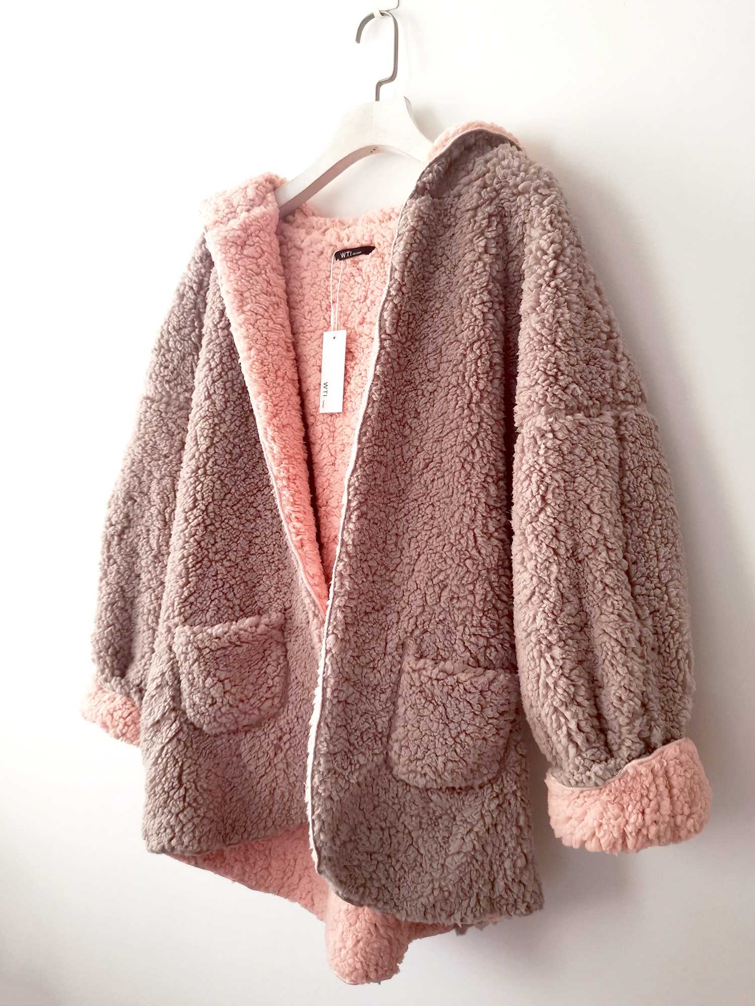 Reversible Oversized Soft Fuzzy Hoodie Coat - worthtryit.com