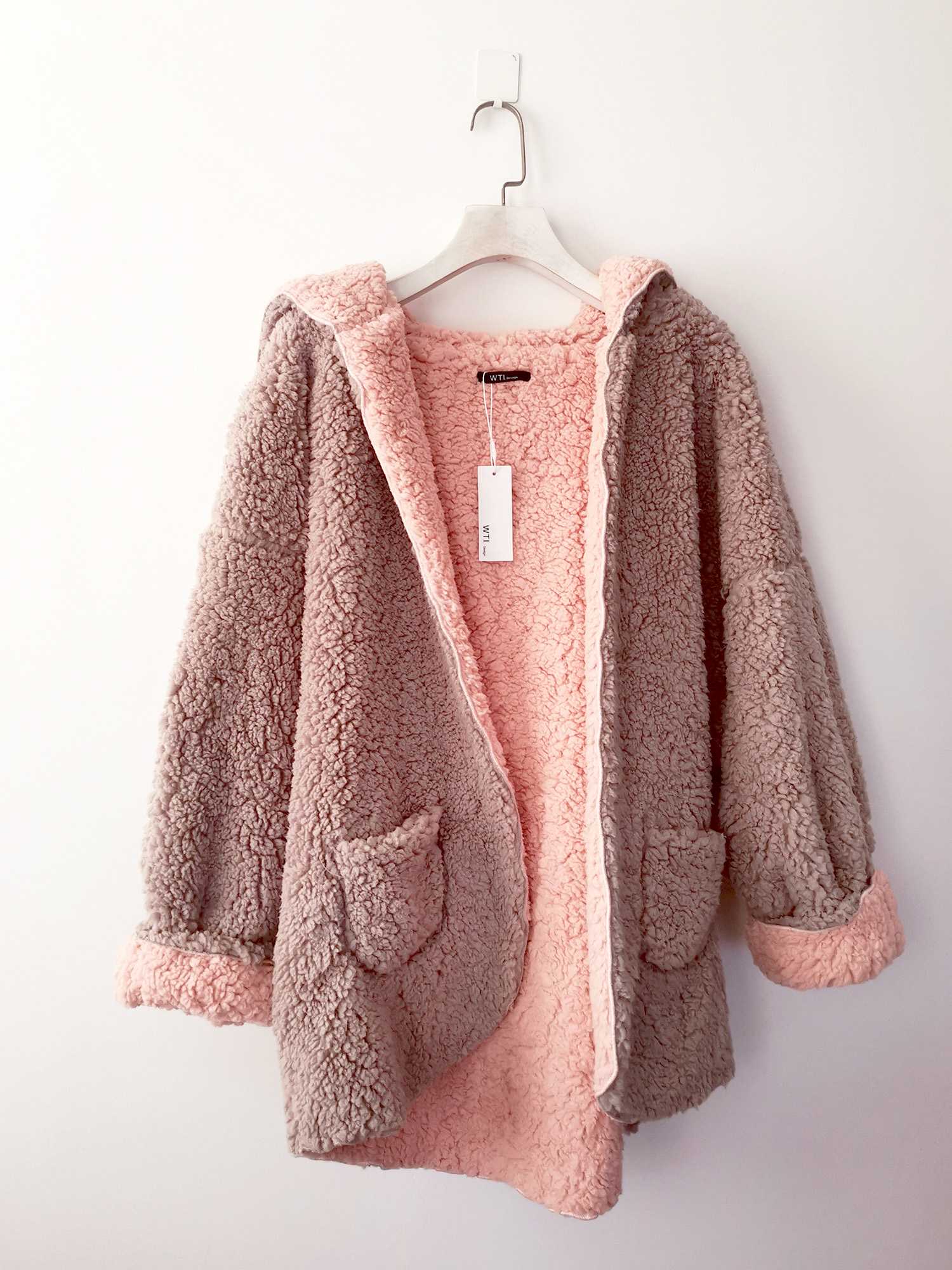 Reversible Oversized Soft Fuzzy Hoodie Coat - worthtryit.com