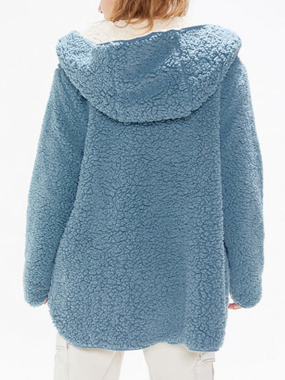 Reversible Oversized Soft Fuzzy Hoodie Coat - worthtryit.com