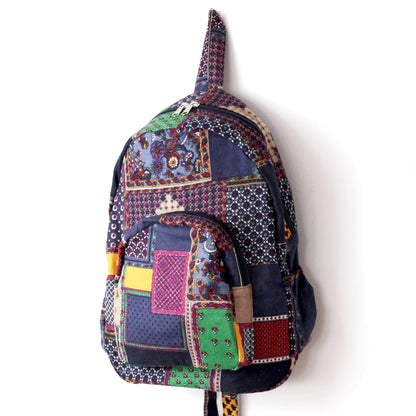 Floral Cotton Tribal Bohemian Hippie Backpack-Green Row