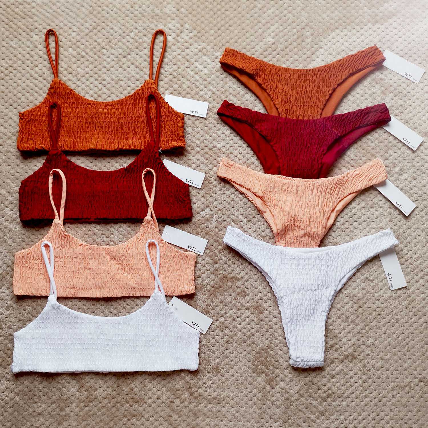 Cute Bikinis Scrunch Swimsuit Spaghetti Bikini Set - worthtryit.com