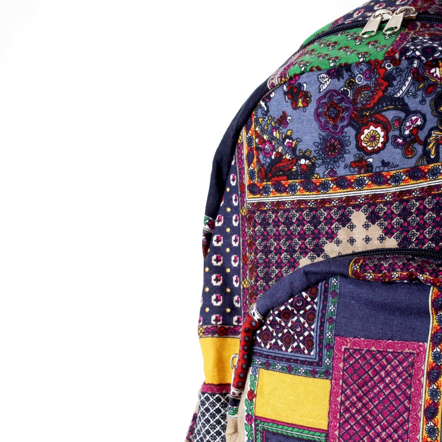 Floral Cotton Tribal Bohemian Hippie Backpack-Green Row