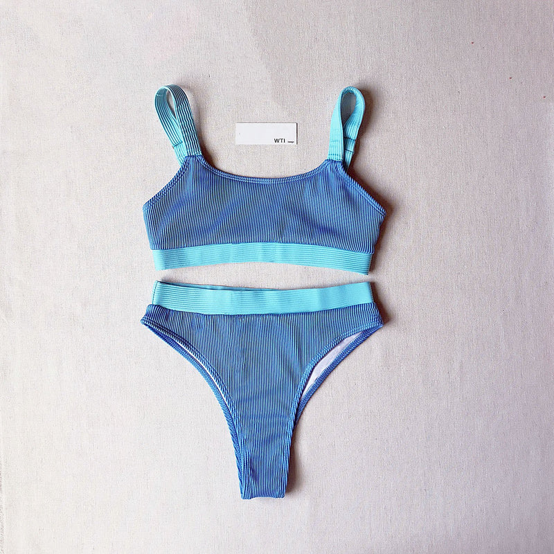 Solid Color Crop Top High Waist Bikini Swimsuit TL20 – W.T.I. Design