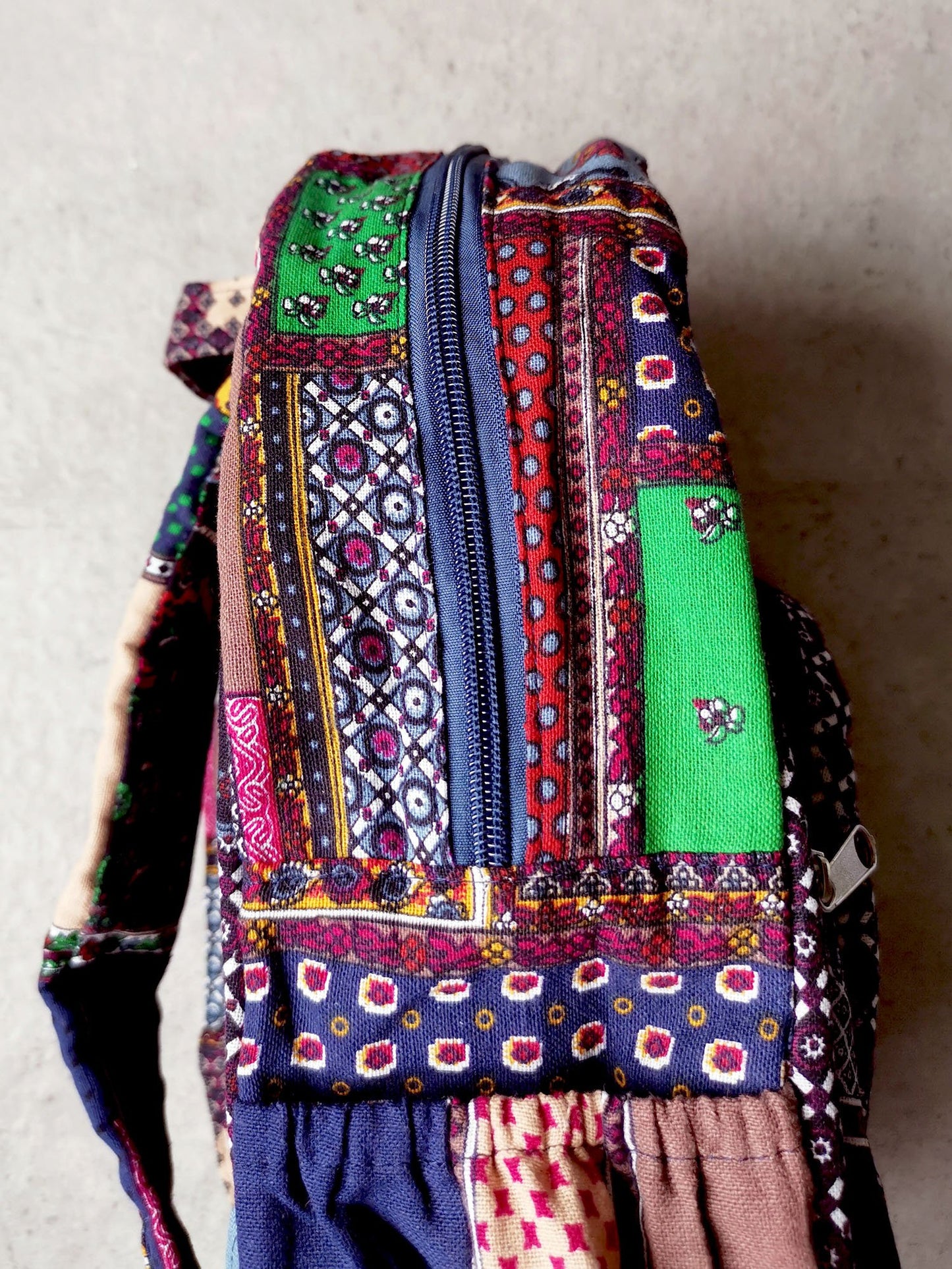 Boho Style Thailand Cotton Backpack-Green Row