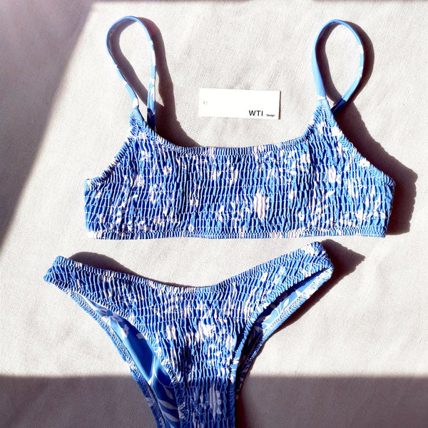 Women Swimsuit Neoprene Bikini Set SC011 (Small, Blue Print)