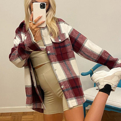 Oversized Checked Shirt Jacket