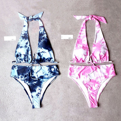 Tie Dye High Waisted Two Piece Bikini YX20