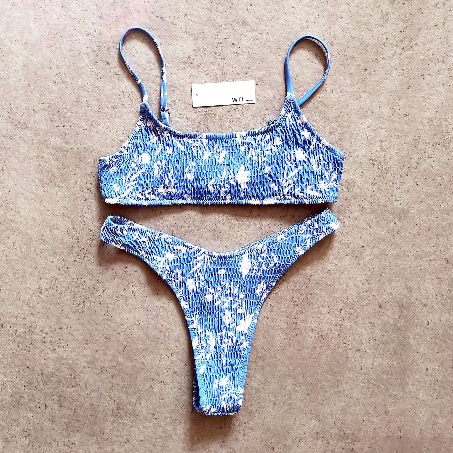 Floral Scrunched Crop Top Bikini Swimsuit SY20