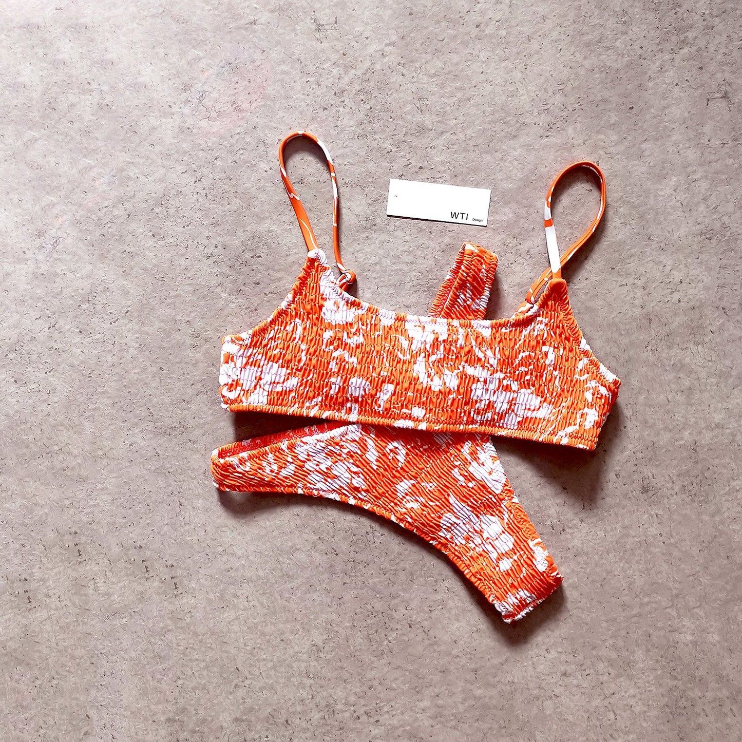 Floral Scrunched Crop Top Bikini Swimsuit SY20