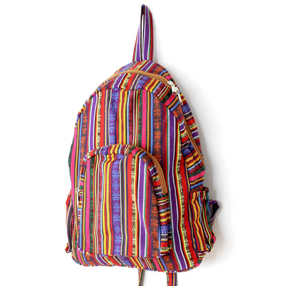 Floral Cotton Tribal Bohemian Hippie Backpack-Green Row