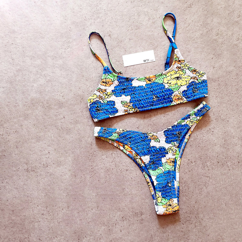 Floral Scrunched Crop Top Bikini Swimsuit SY20 – W.T.I. Design