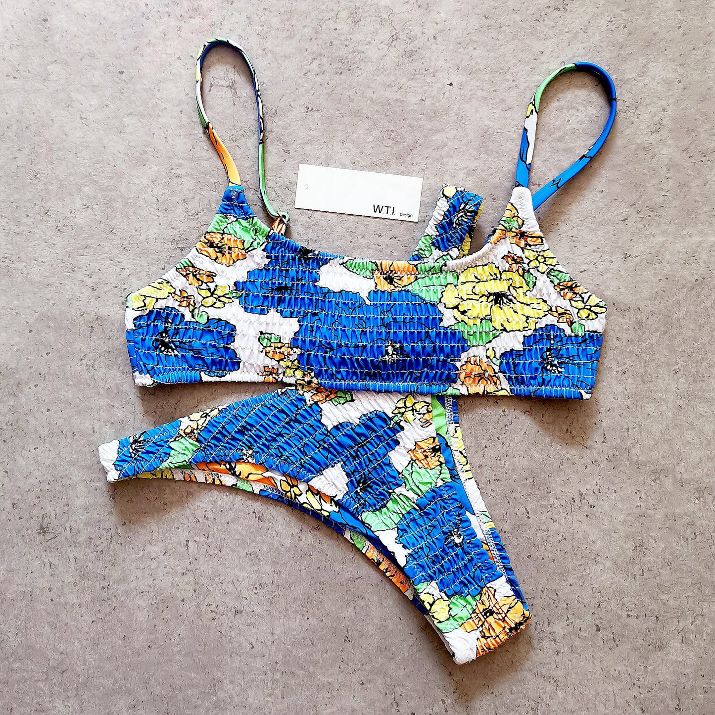 Floral Scrunched Crop Top Bikini Swimsuit SY20