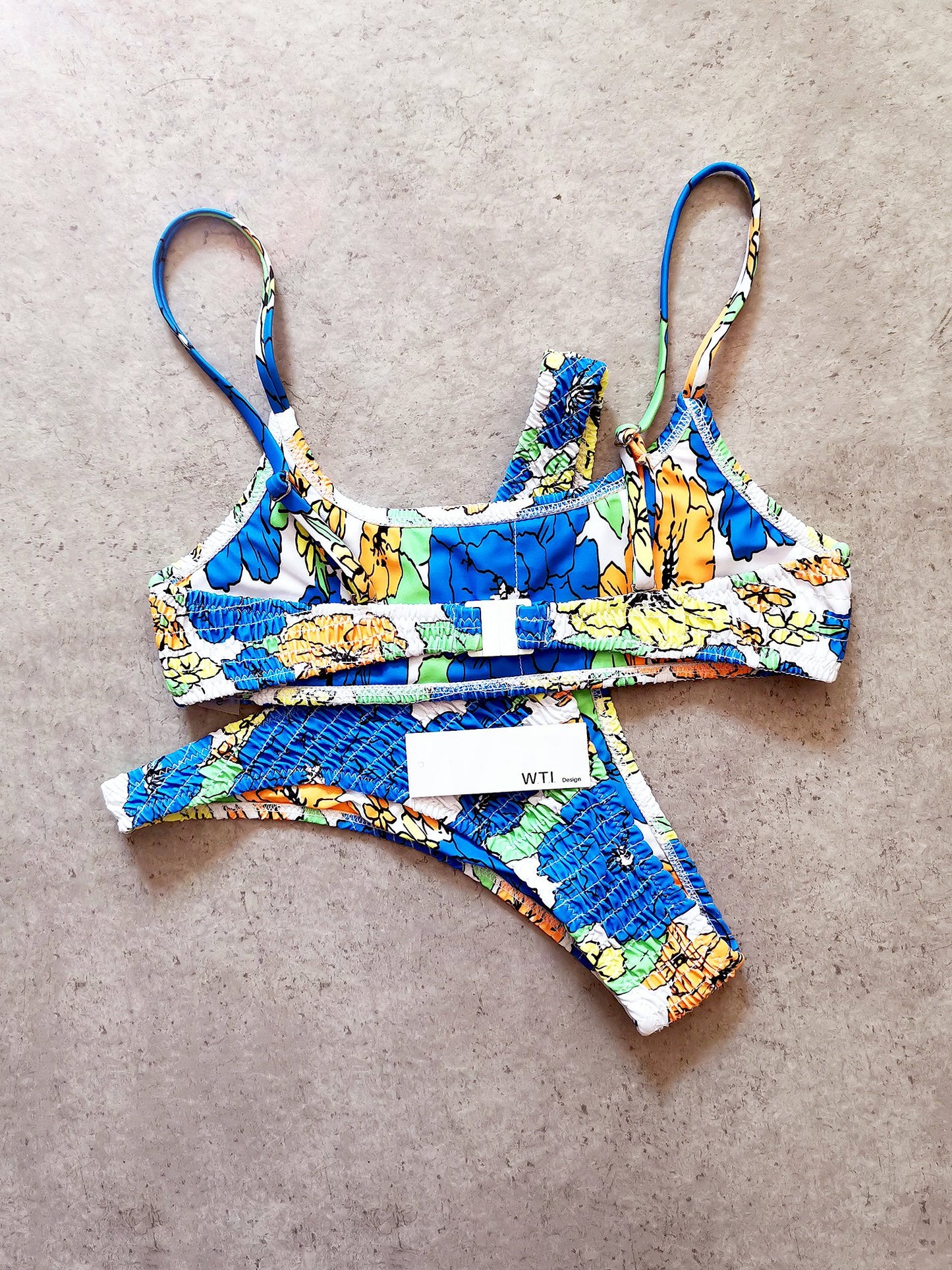 Floral Scrunched Crop Top Bikini Swimsuit SY20