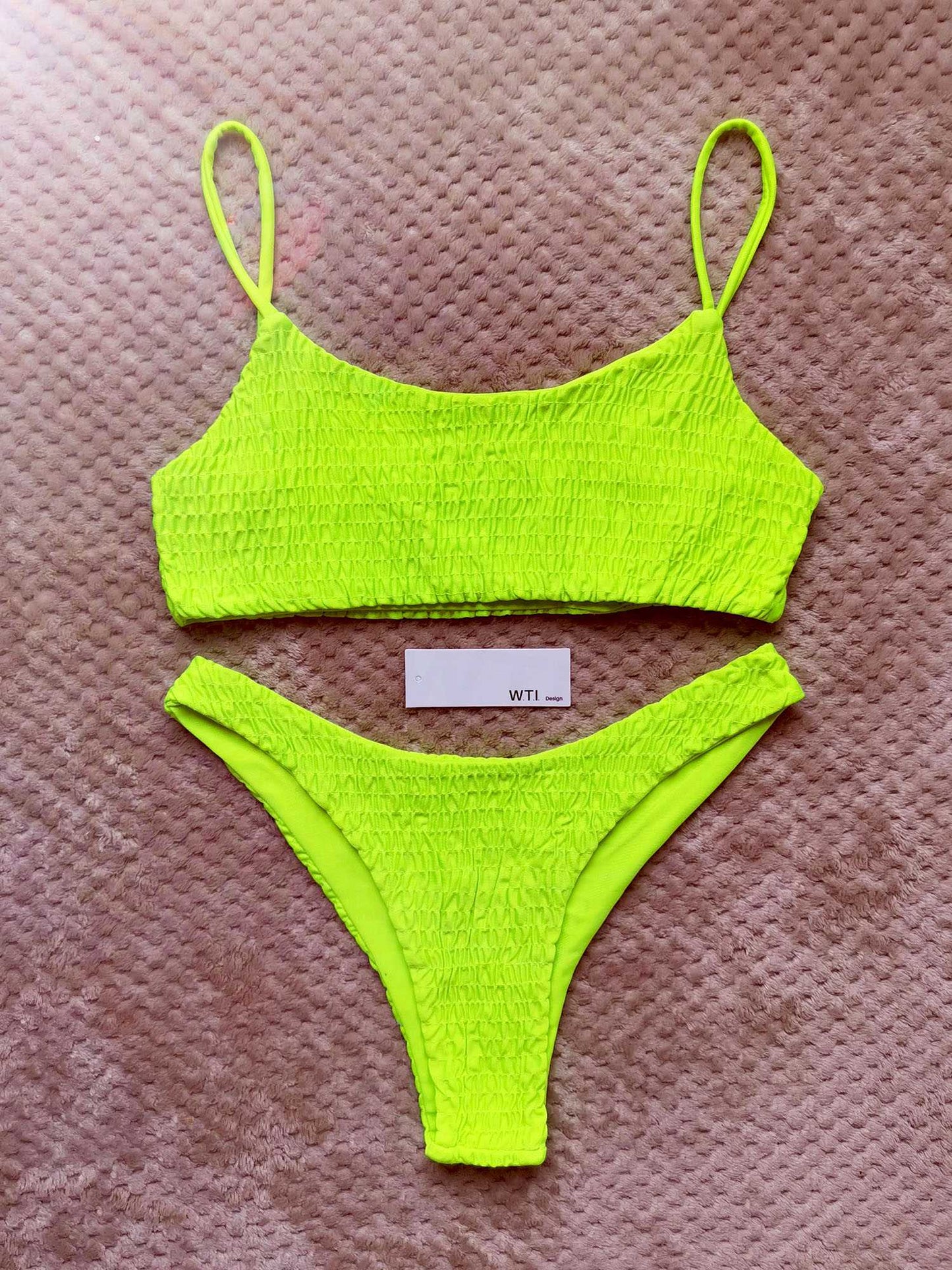 Cute Bikinis Scrunch Swimsuit Spaghetti Bikini Set - worthtryit.com