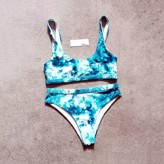 Tie Dye Crop Top High Waist Bikini Swimsuit PX20