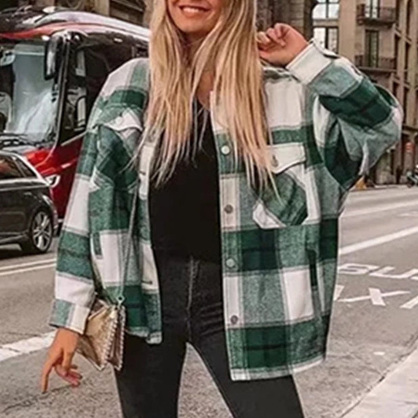 Oversized Checked Shirt Jacket