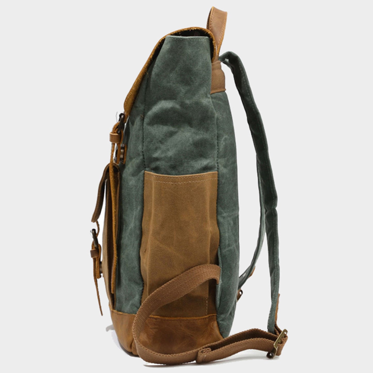 Vintage Style Unisex Canvas & Leather Rucksack Backpack 14"