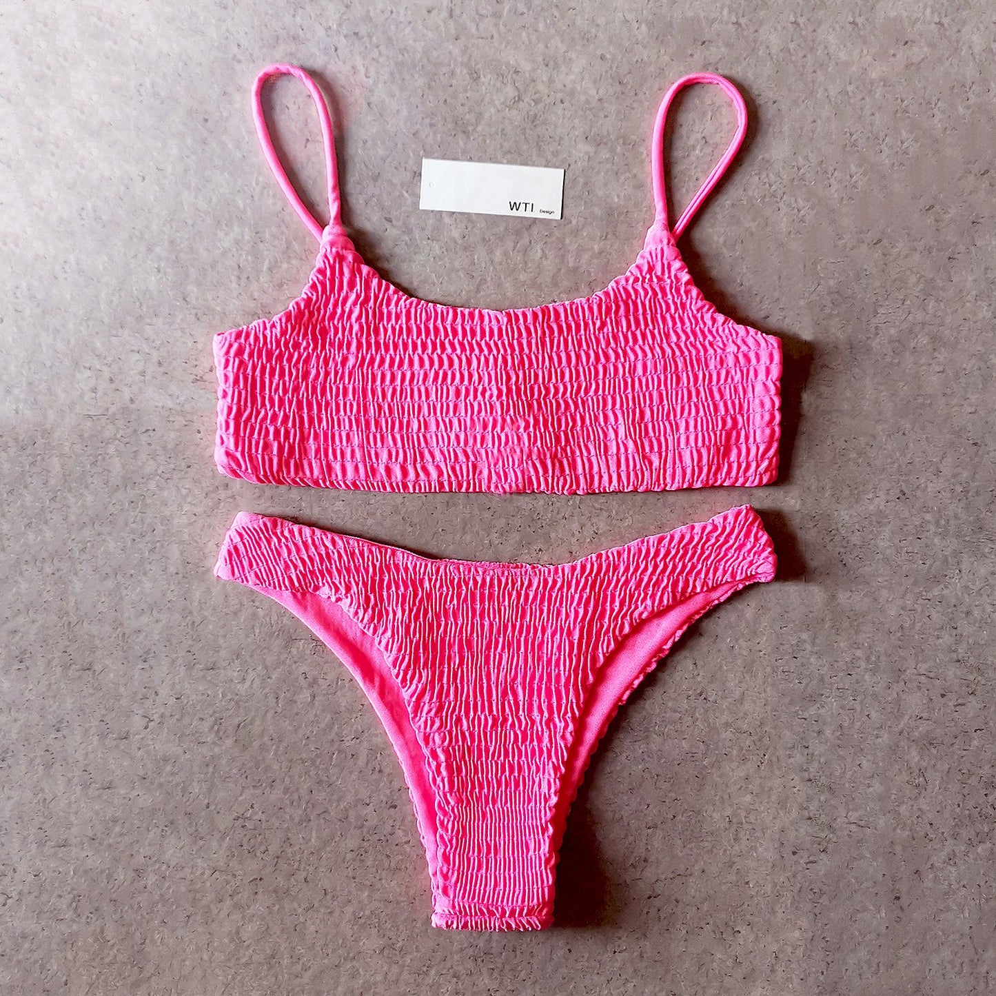 Cute Bikinis Scrunch Swimsuit Spaghetti Bikini Set