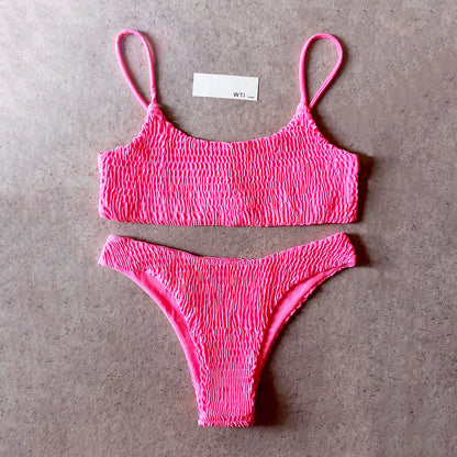 Cute Bikinis Scrunch Swimsuit Spaghetti Bikini Set