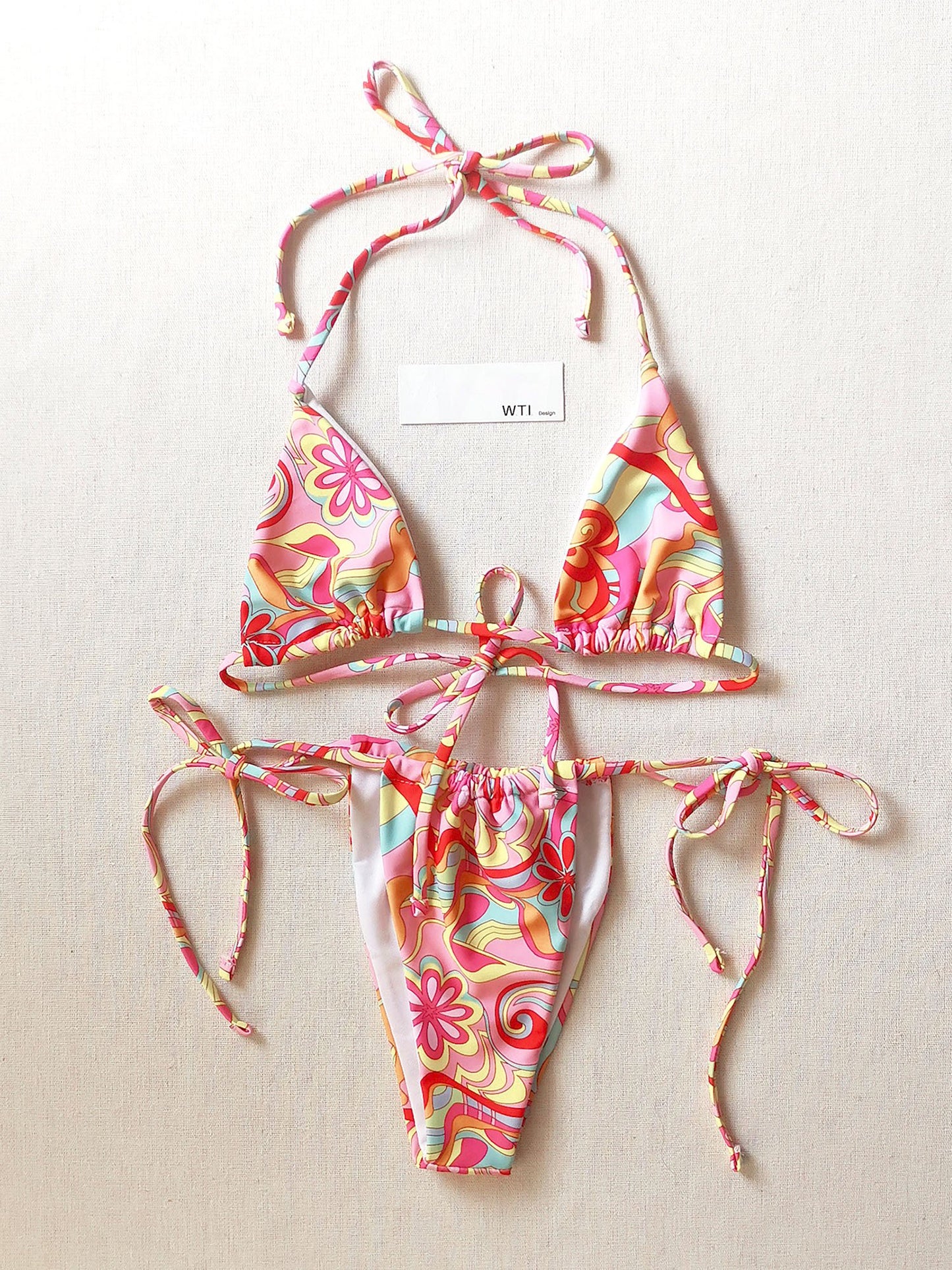 Floral Print Triangle Bikini Swimsuit DY21