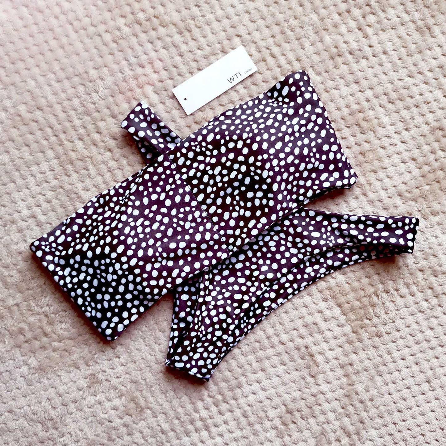 Cute Spot High Cut Bandeau Dot Bikini Set - worthtryit.com