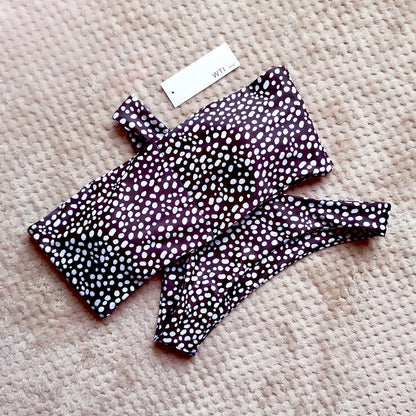 Cute Spot High Cut Bandeau Dot Bikini Set - worthtryit.com