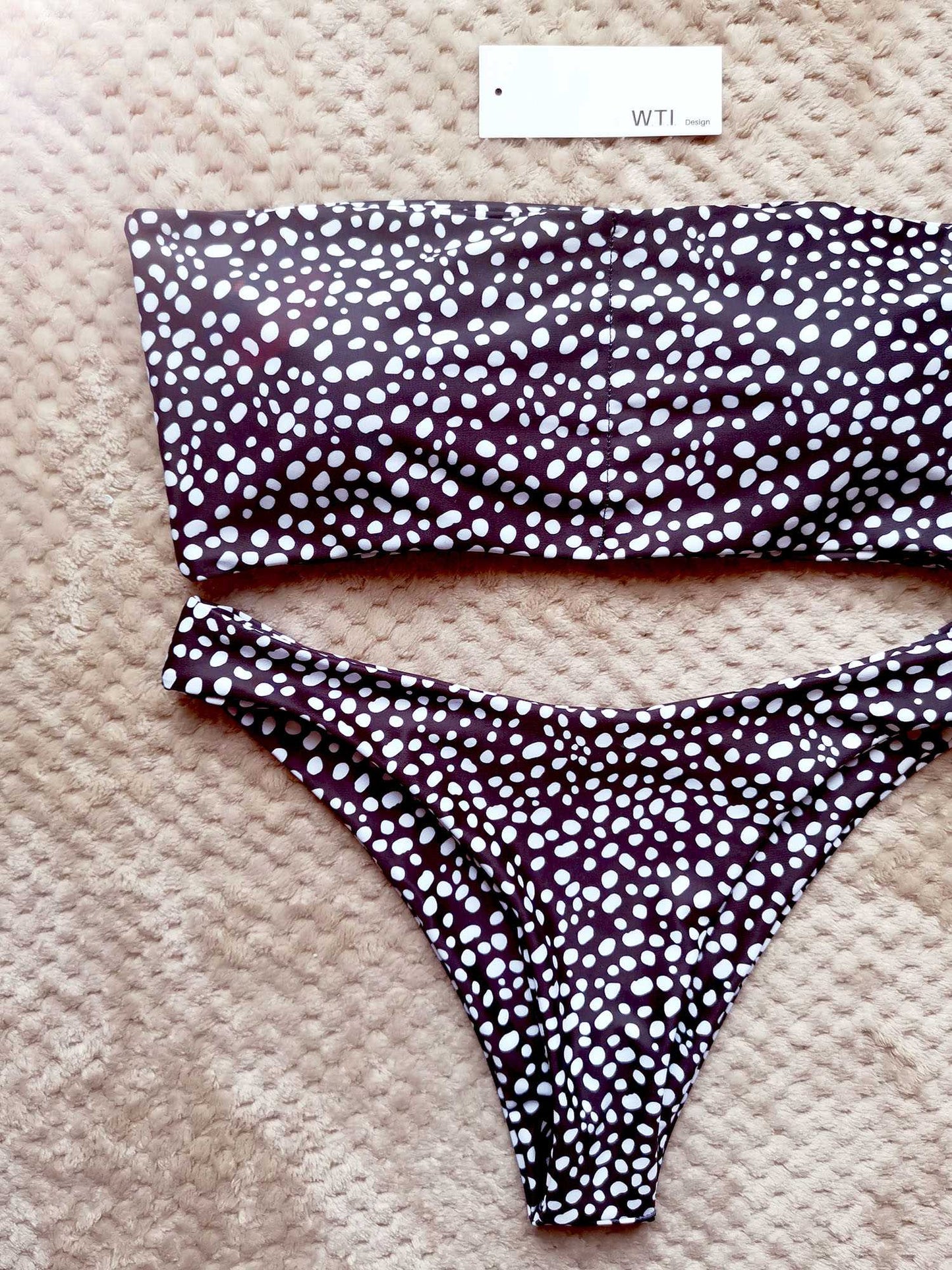 Cute Spot High Cut Bandeau Dot Bikini Set - worthtryit.com