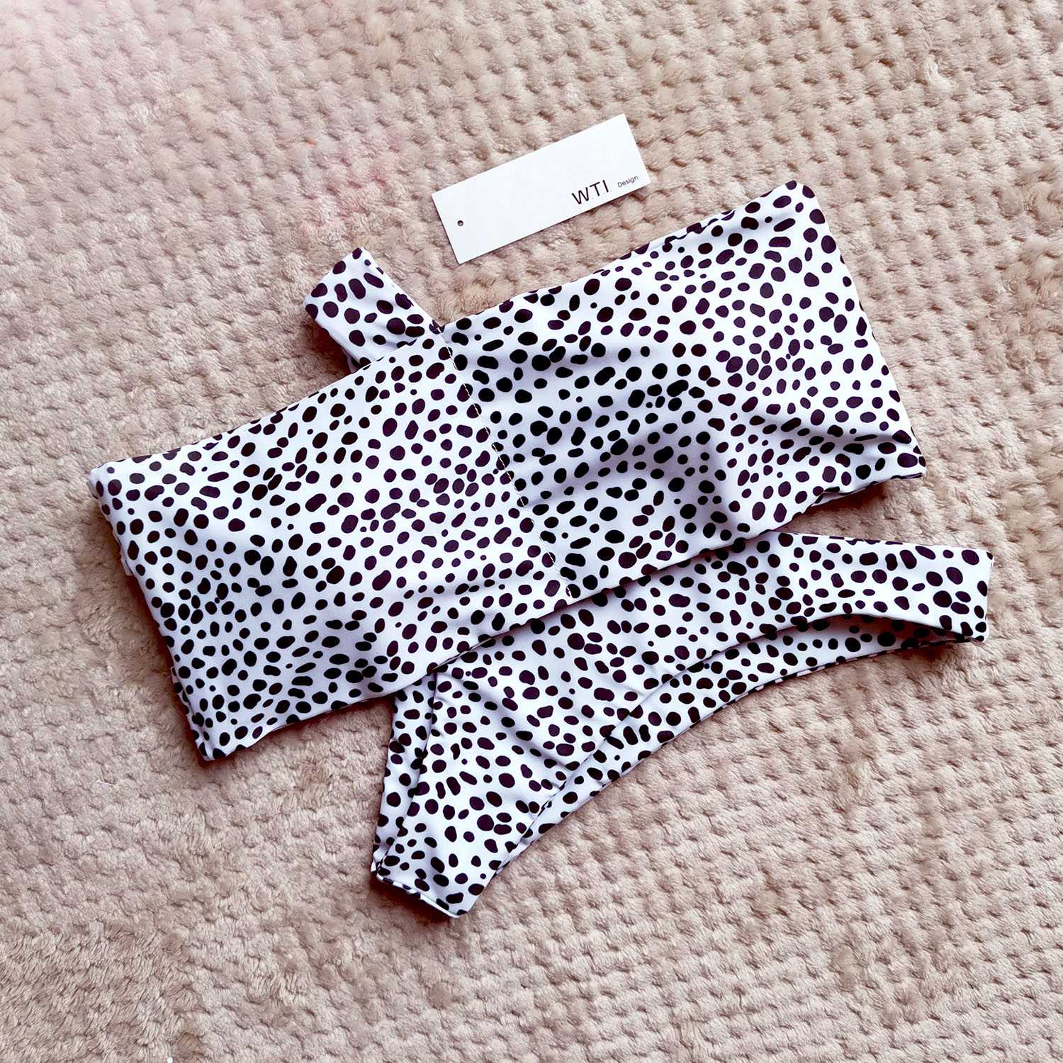 Cute Spot High Cut Bandeau Dot Bikini Set - worthtryit.com