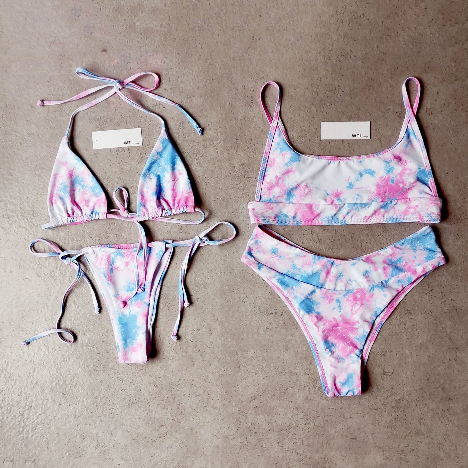 Tie Dye Crop Top Bikini Swimsuit - worthtryit.com