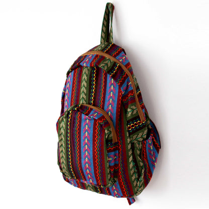 Floral Cotton Tribal Bohemian Hippie Backpack-Green Row