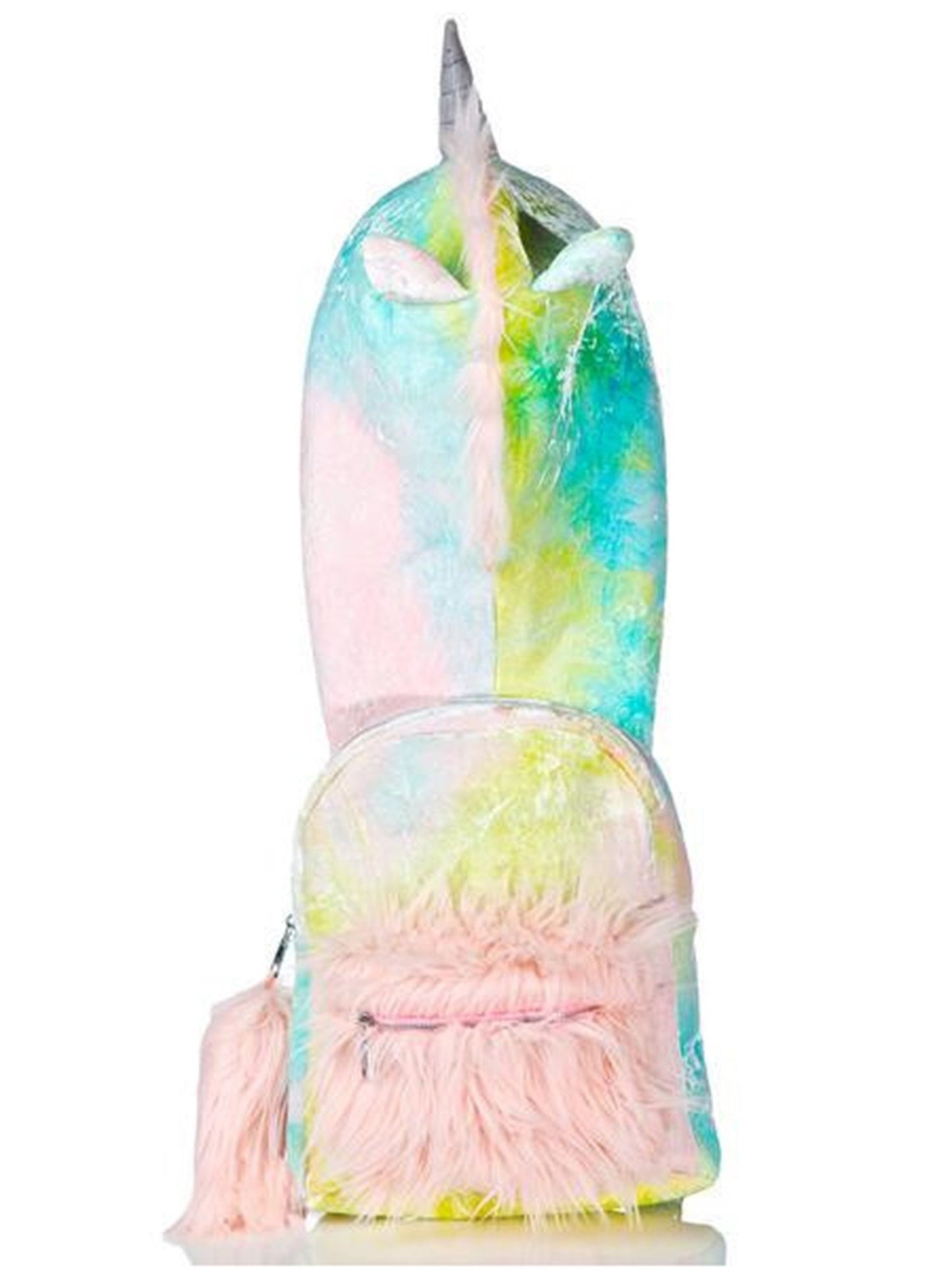 Unicorn Hoodie Kid Faux Fur School Backpack