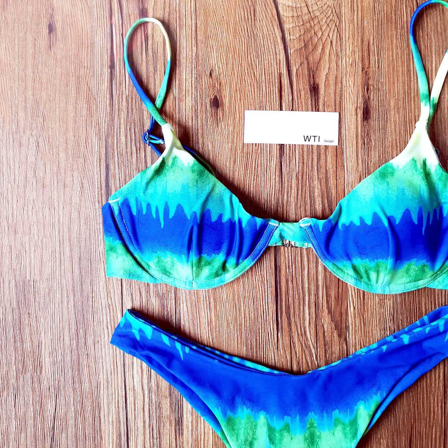 Tie Dye Underwire High Leg Bikini Swimsuit - worthtryit.com