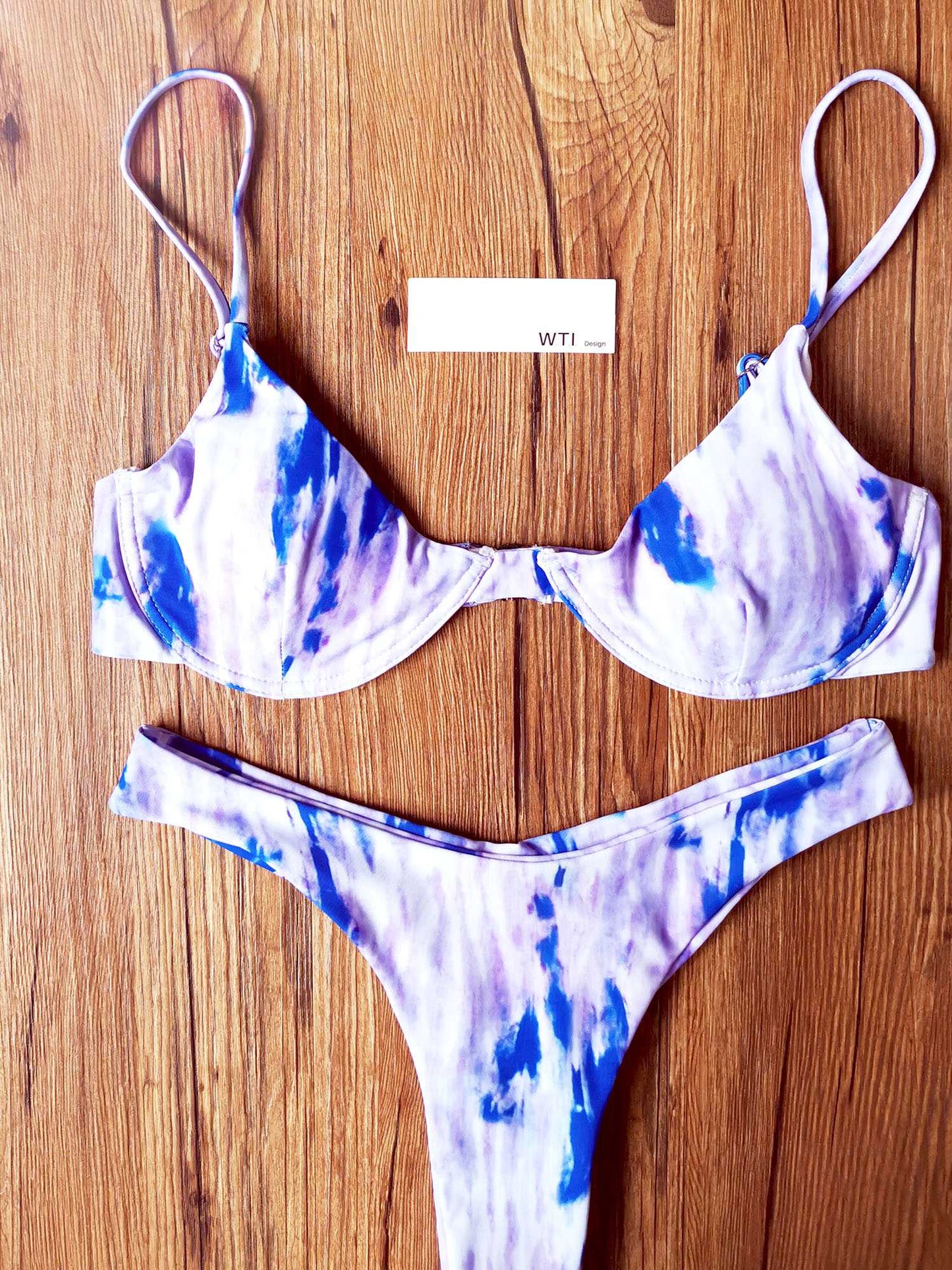 Tie Dye Underwire High Leg Bikini Swimsuit - worthtryit.com