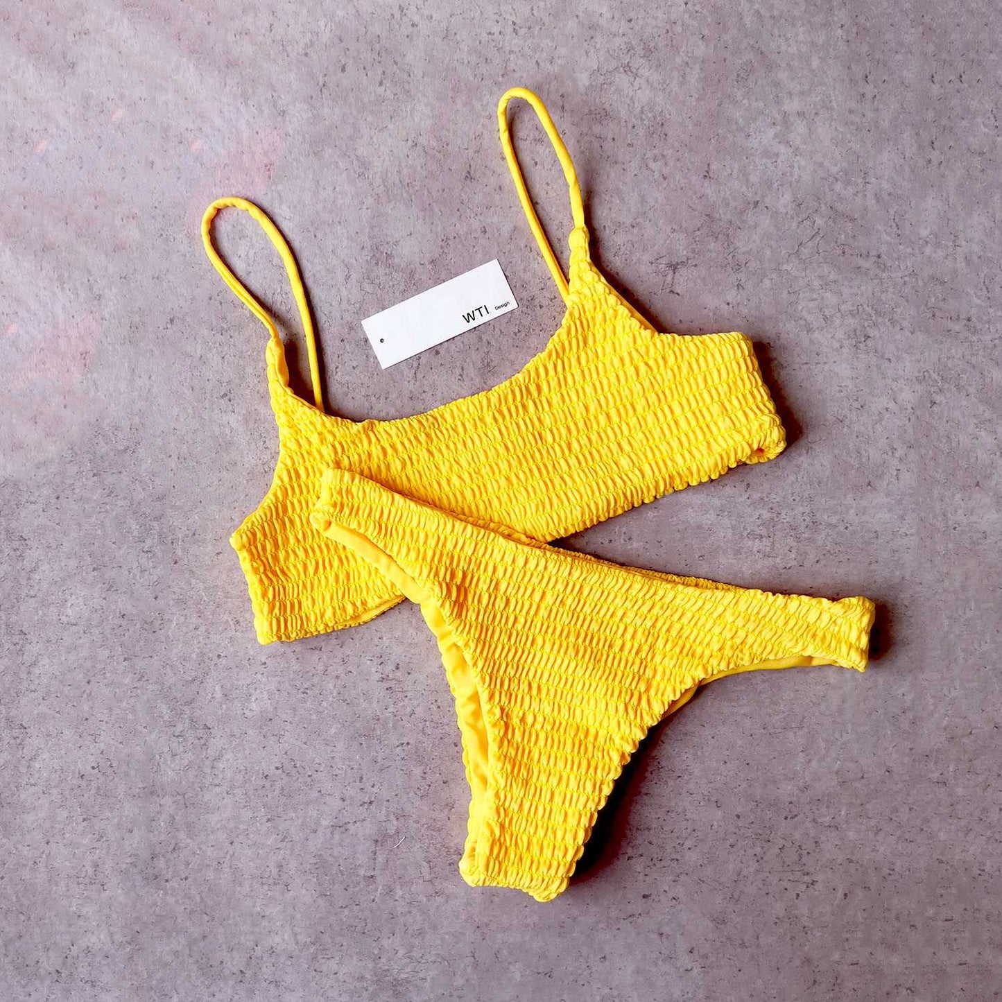 Cute Bikinis Scrunch Swimsuit Spaghetti Bikini Set - worthtryit.com