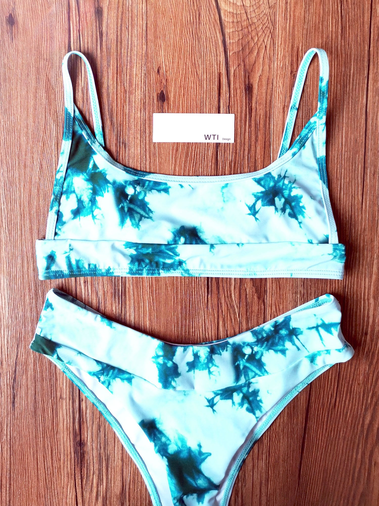 Tie Dye Crop Top Bikini Swimsuit - worthtryit.com